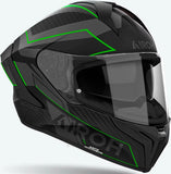 Full-Face Motorcycle Helmet Airoh Matryx - Mxse33 Composite Carbon Matte Green Sentinel Size L