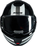 Flip-Up Travelling Motorcycle Helmet Nolan N120-1 Black / White / Silver Lineo 348 Size Xxxl