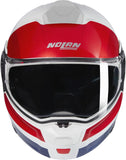 Flip-Up Travelling Motorcycle Helmet Nolan N90-3 White / Red / Blue Roboto 345 Size Xxl