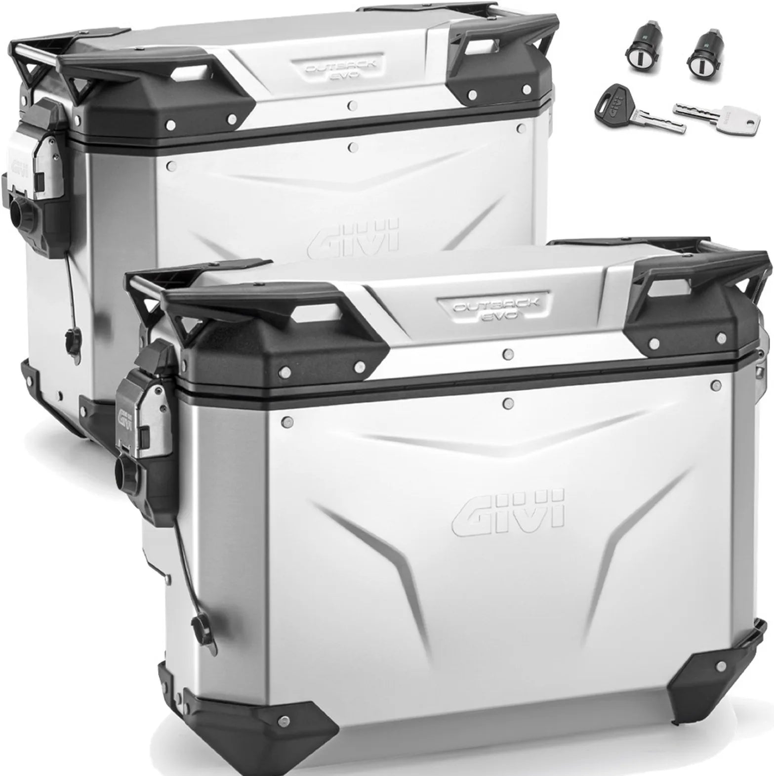 Monokey Cam-Side Trekker Outback Evo Smart Aluminium Side Cases + Locks - 70 Lt Trekker Outback Evo Smart Aluminium - Givi Compatible With Ktm 1290 Super Adventure S (2021-2024)