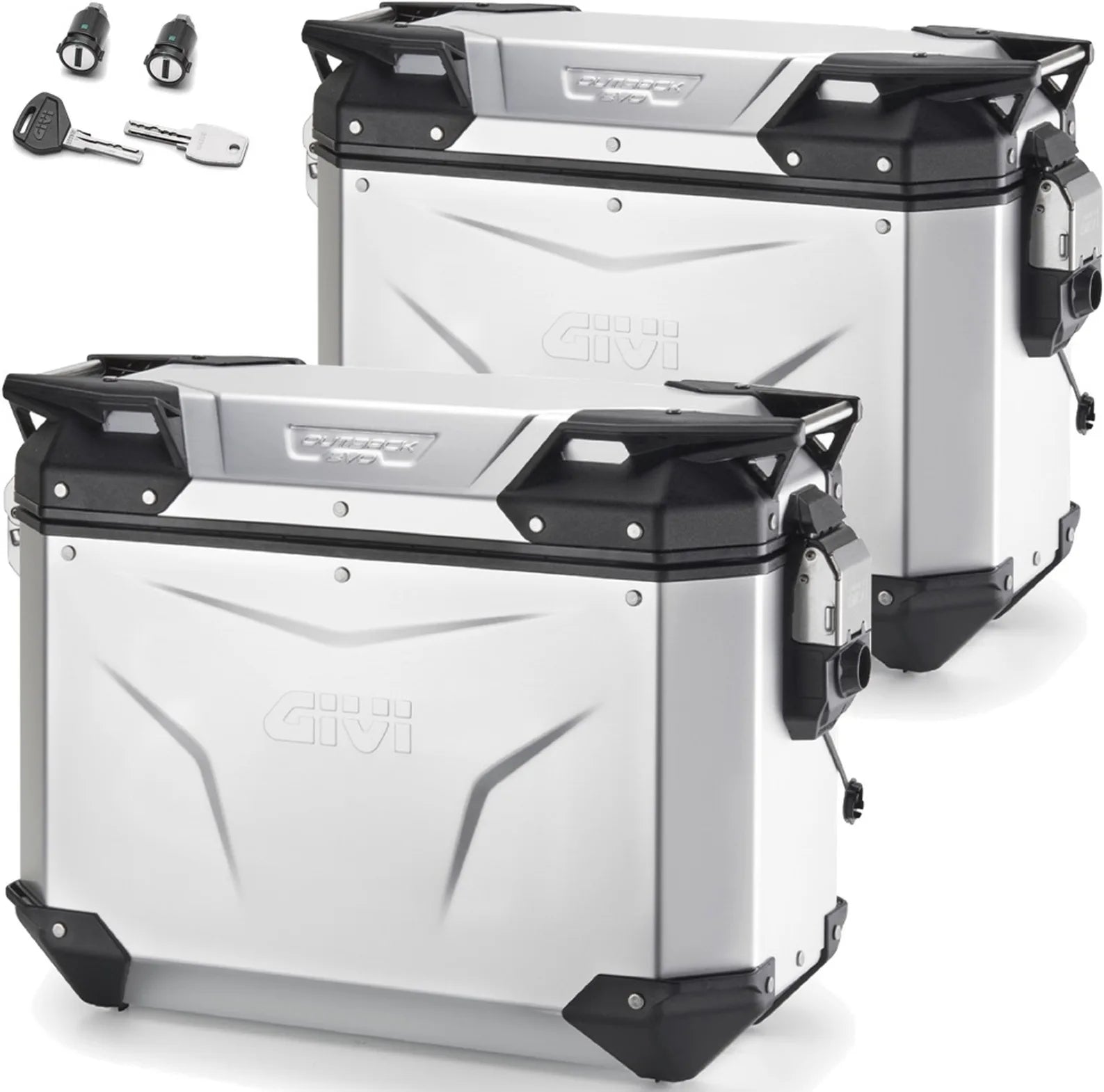 Monokey Cam-Side Trekker Outback Evo Smart Anodized Aluminium Side Cases + Locks - 74 Lt Trekker Outback Evo Smart Anodized Aluminium - Givi Compatible With Ktm 890 Smt (2023-2024)