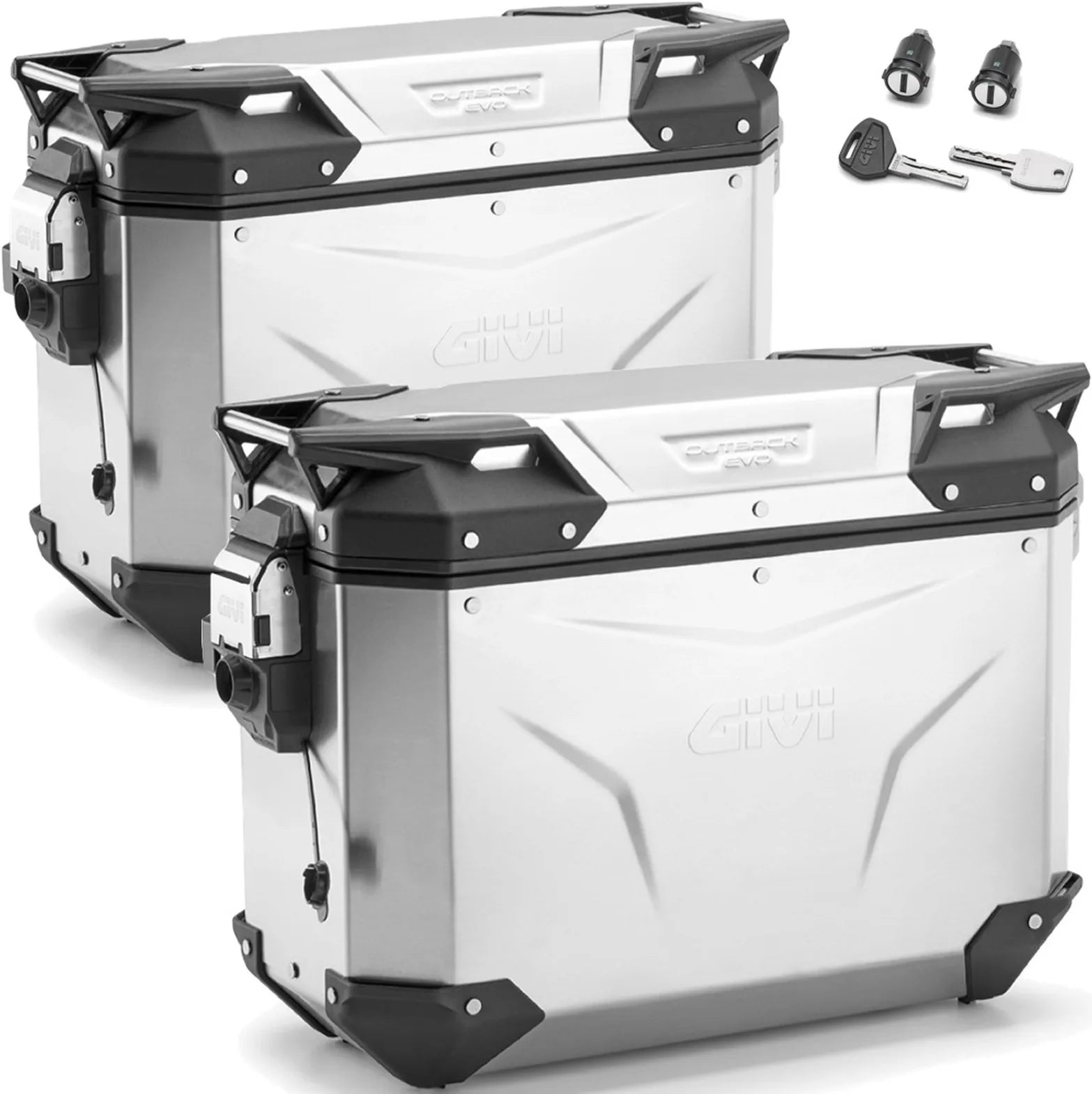 Monokey Cam-Side Trekker Outback Evo Smart Aluminium Side Cases + Locks - 74 Lt Trekker Outback Evo Smart Aluminium - Givi Compatible With Ktm 790 Adventure R (2019-2020)
