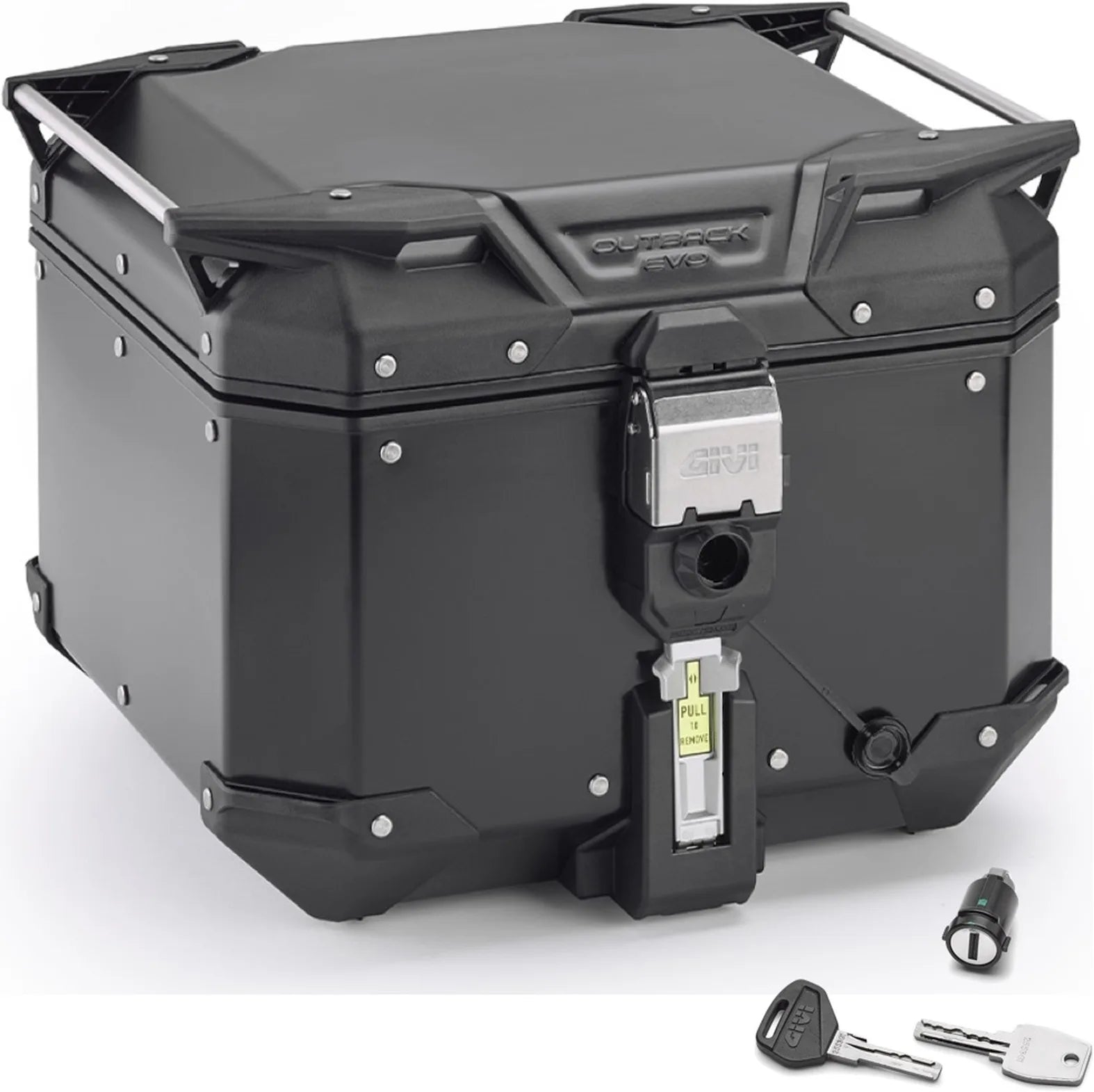 Monokey Trekker Outback Evo Smart Black Aluminium Top Case - 42 Lt Trekker Outback Evo Smart Aluminium - Givi Compatible With Ktm 890 Duke R (2021-2023)