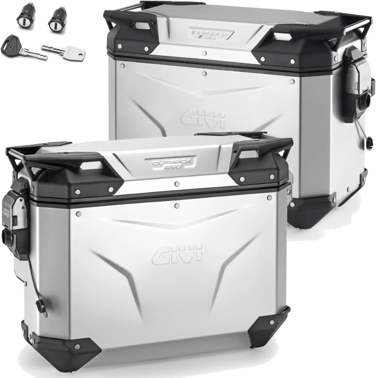 Monokey Cam-Side Trekker Outback Evo Smart Anodized Aluminium Side Cases + Locks - 77 Lt Trekker Outback Evo Smart Anodized Aluminium - Givi Compatible With Ktm 890 Smt (2023-2024)