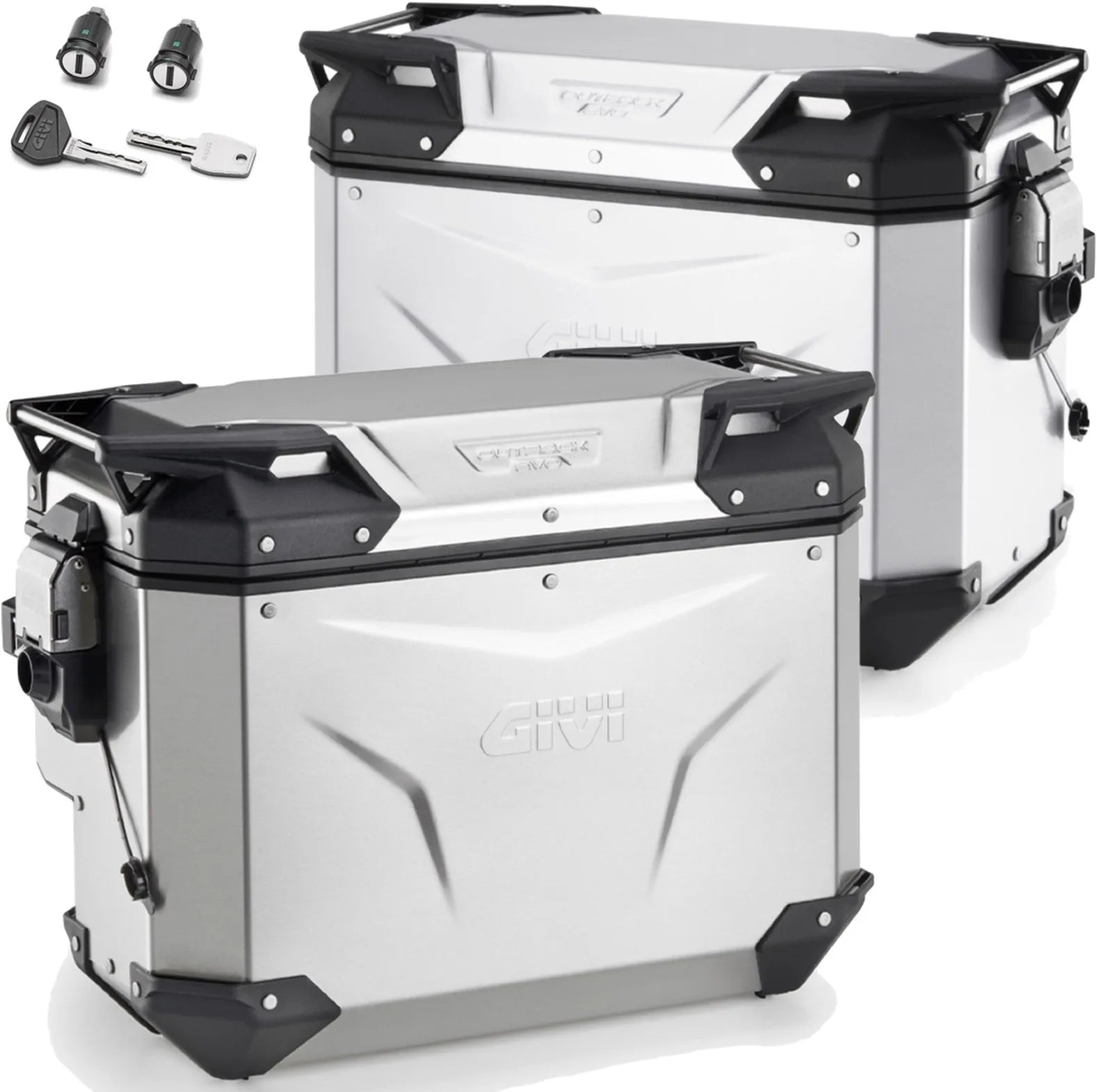 Monokey Cam-Side Trekker Outback Evo Smart Aluminium Side Cases + Locks - 84 Lt Trekker Outback Evo Smart Aluminium - Givi Compatible With Ktm 1290 Super Adventure S (2017-2020)