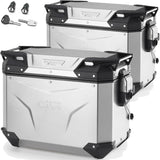 Monokey Cam-Side Trekker Outback Evo Smart Anodized Aluminium Side Cases + Locks - 88 Lt Trekker Outback Evo Smart Anodized Aluminium - Givi Compatible With Triumph Tiger 1200 Explorer (2016-2017)