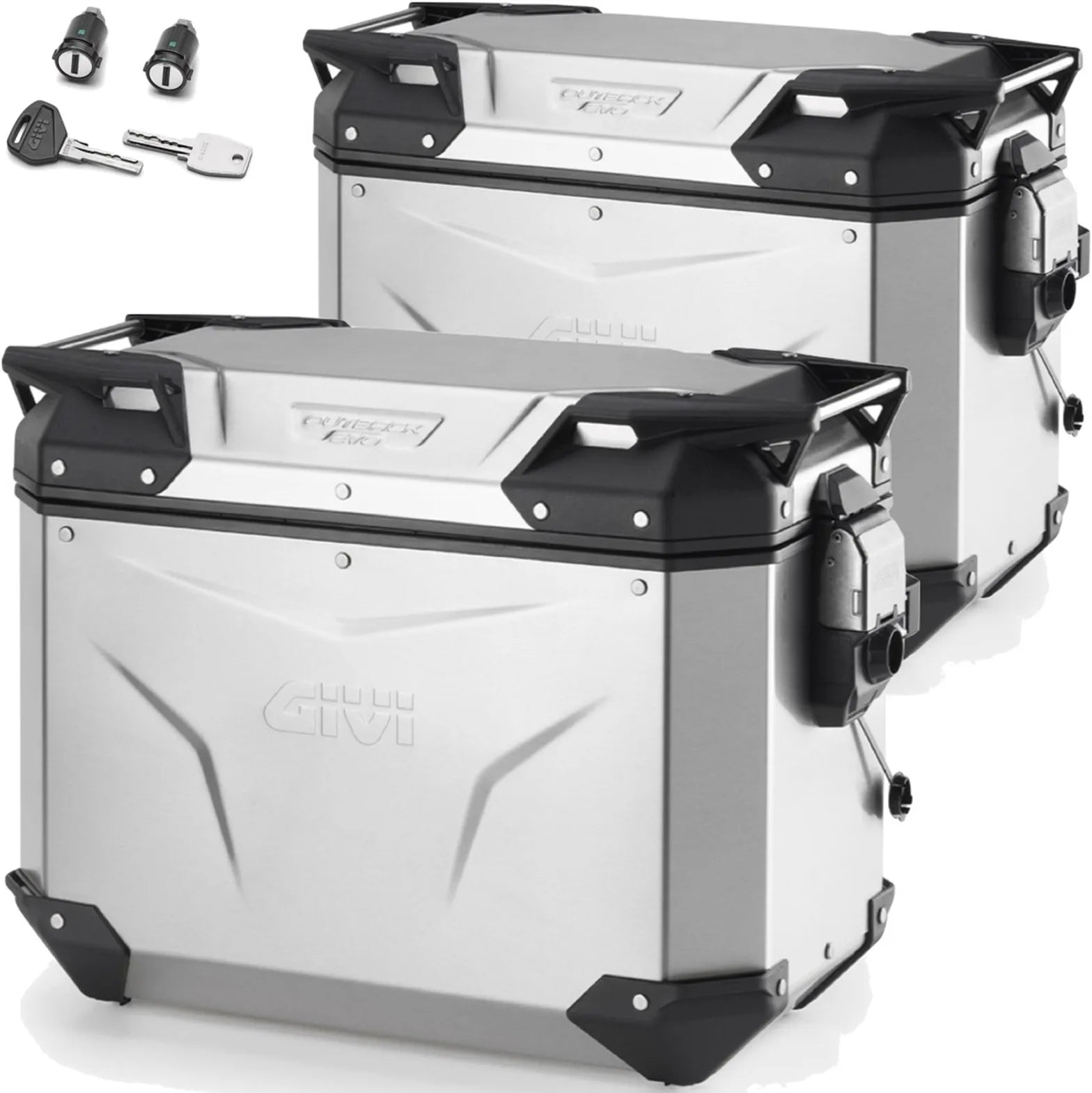 Monokey Cam-Side Trekker Outback Evo Smart Anodized Aluminium Side Cases + Locks - 88 Lt Trekker Outback Evo Smart Anodized Aluminium - Givi Compatible With Yamaha Ténéré 700 (2021-2024)