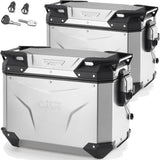Monokey Cam-Side Trekker Outback Evo Smart Anodized Aluminium Side Cases + Locks - 88 Lt Trekker Outback Evo Smart Anodized Aluminium - Givi Compatible With Bmw R 1200 Gs (2004-2012)