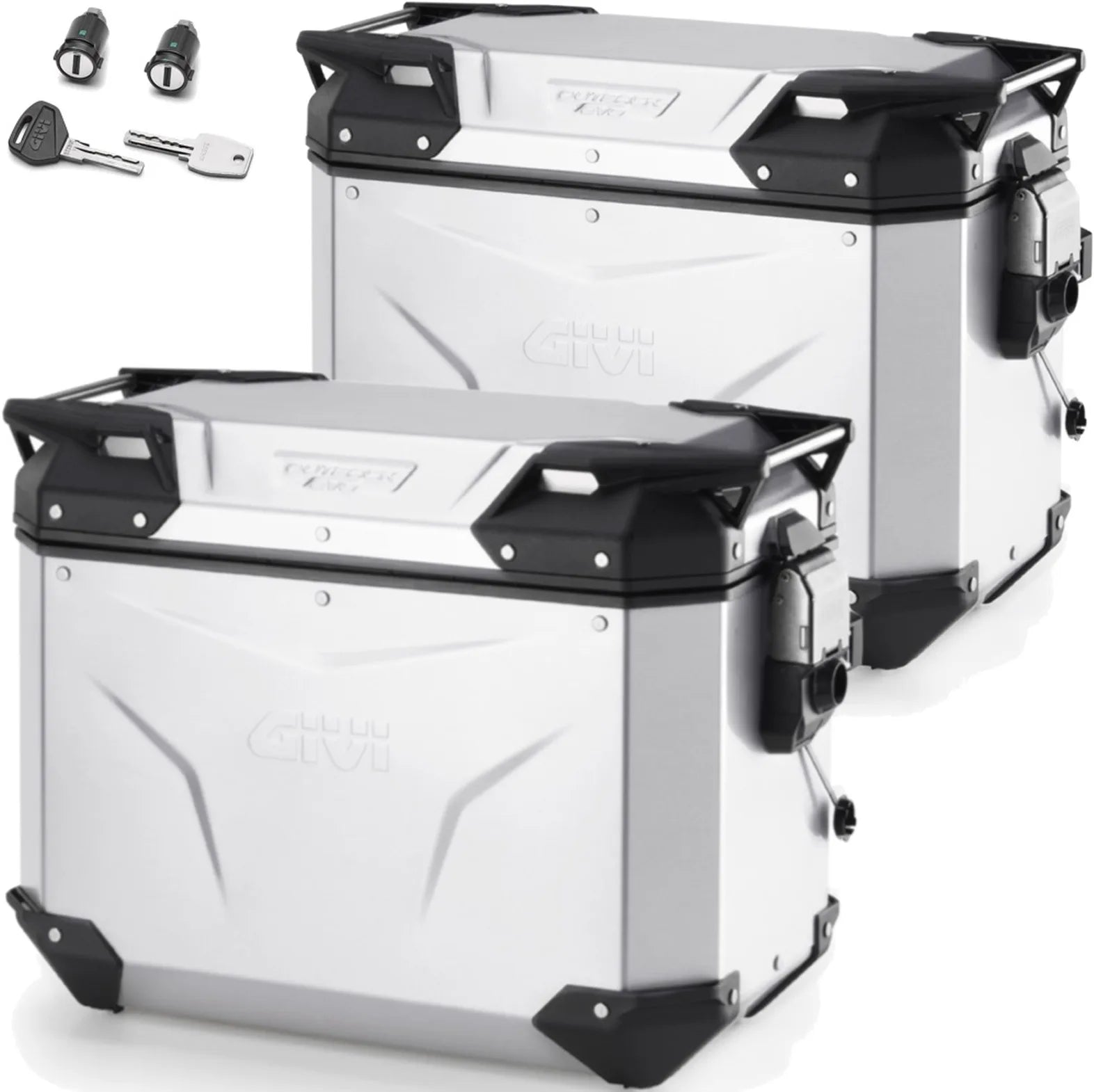 Monokey Cam-Side Trekker Outback Evo Smart Aluminium Side Cases + Locks - 88 Lt Trekker Outback Evo Smart Aluminium - Givi Compatible With Ktm 890 Smt (2023-2024)