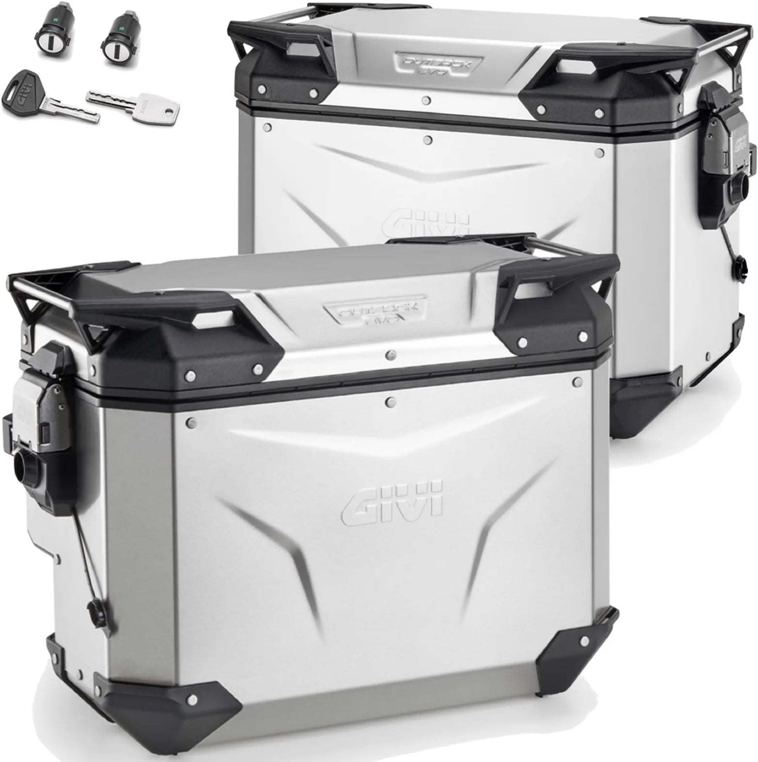 Monokey Cam-Side Trekker Outback Evo Smart Anodized Aluminium Side Cases + Locks - R Recessed 88 Lt Trekker Outback Evo Smart Anodized Aluminium - Givi Compatible With Benelli Trk 702 (2023-2024)