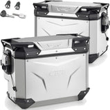 Monokey Cam-Side Trekker Outback Evo Smart Aluminium Side Cases + Locks - R Recessed 88 Lt Trekker Outback Evo Smart Aluminium - Givi Compatible With Bmw R 1200 Gs (2013-2018)