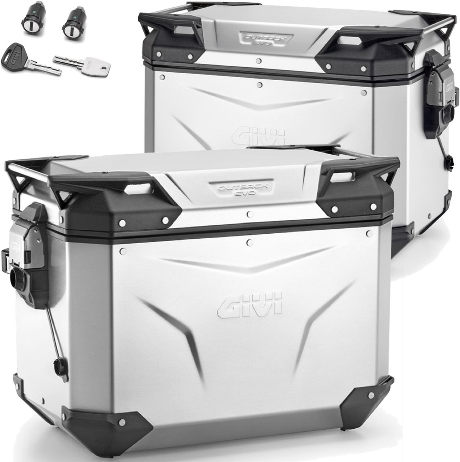 Monokey Cam-Side Trekker Outback Evo Smart Anodized Aluminium Side Cases + Locks - 96 Lt Trekker Outback Evo Smart Anodized Aluminium - Givi Compatible With Aprilia Tuareg 660 (2021-2024)