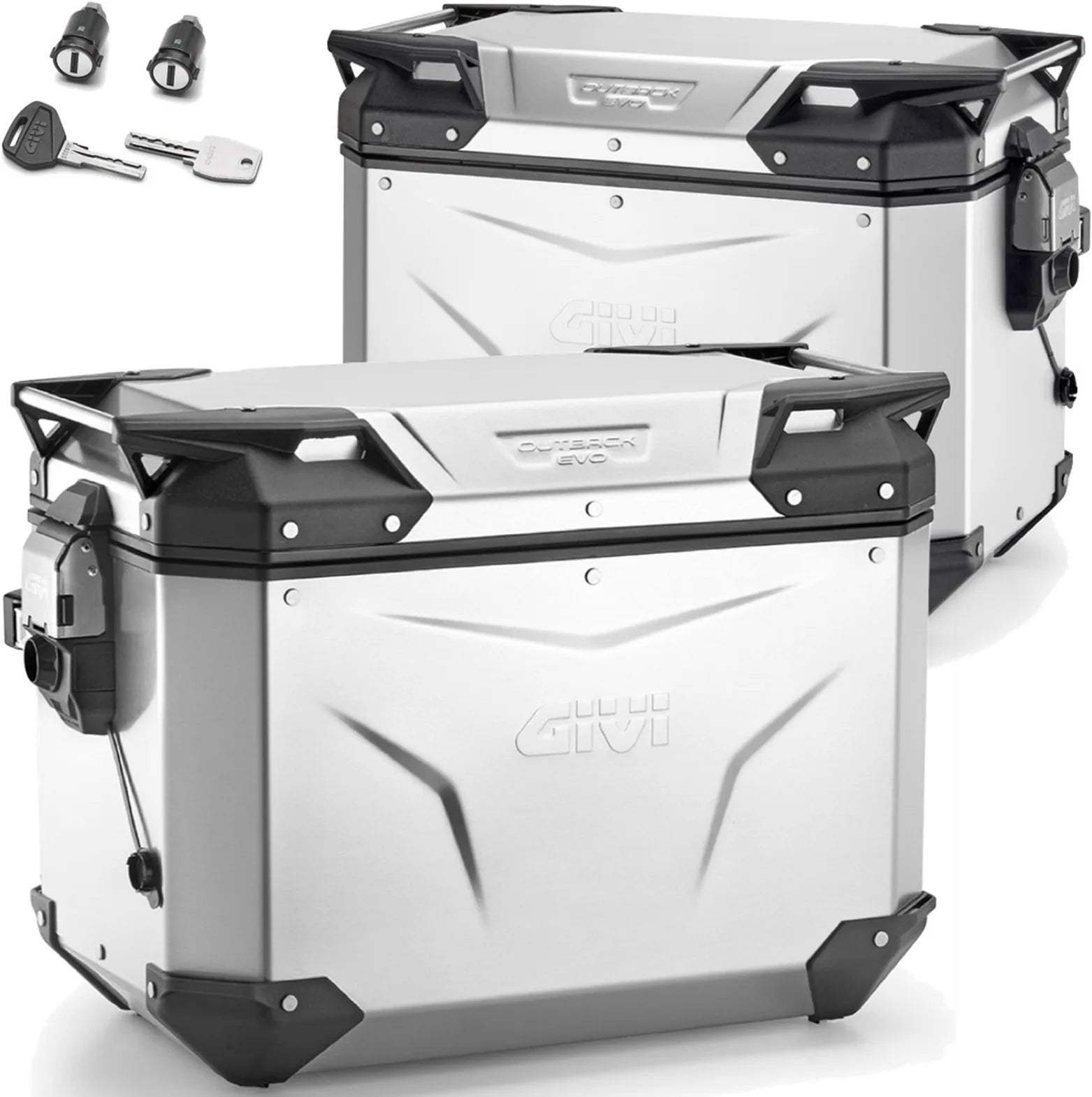 Monokey Cam-Side Trekker Outback Evo Smart Aluminium Side Cases + Locks - 96 Lt Trekker Outback Evo Smart Aluminium - Givi Compatible With Ktm 890 Adventure (2023-2025)