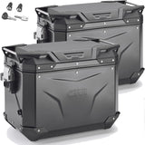 Monokey Cam-Side Trekker Outback Evo Smart Black Aluminium Side Cases + Locks - 96 Lt Trekker Outback Evo Smart Aluminium - Givi Compatible With Honda Crf 1000 L Africa Twin Adventure Sports (2018-2019)