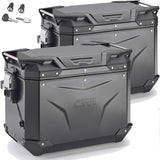 Monokey Cam-Side Trekker Outback Evo Smart Black Aluminium Side Cases + Locks - 96 Lt Trekker Outback Evo Smart Aluminium - Givi Compatible With Moto Guzzi V7 850 Stone (2021-2024)