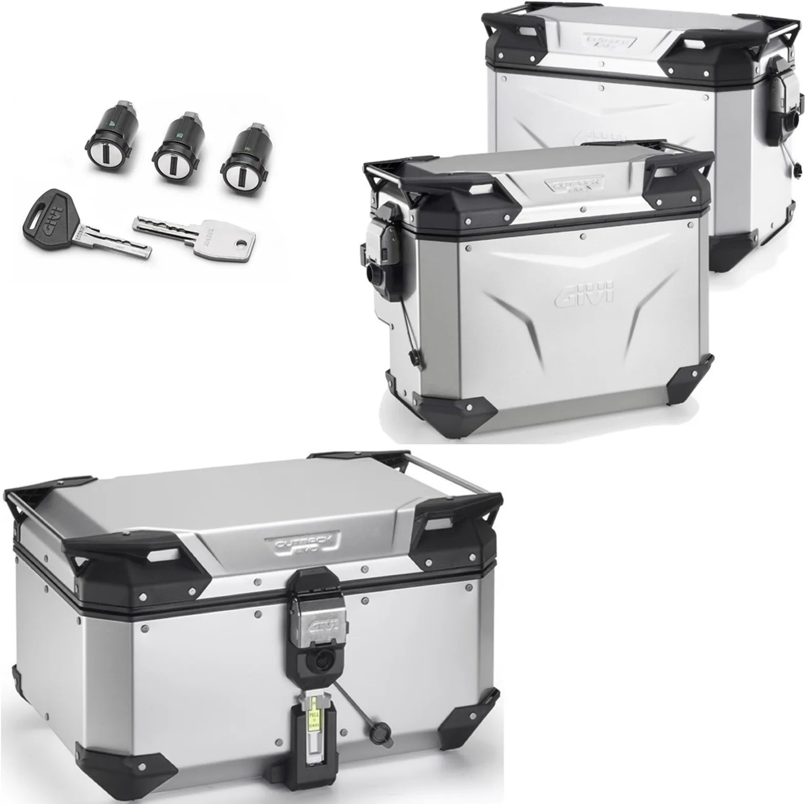 Trekker Outback Evo Smart Aluminium Top Case + Side Cases R Recessed - 135 Lt Trekker Outback Evo Smart Aluminium - Givi Compatible With Benelli Trk 702 X (2023-2024)