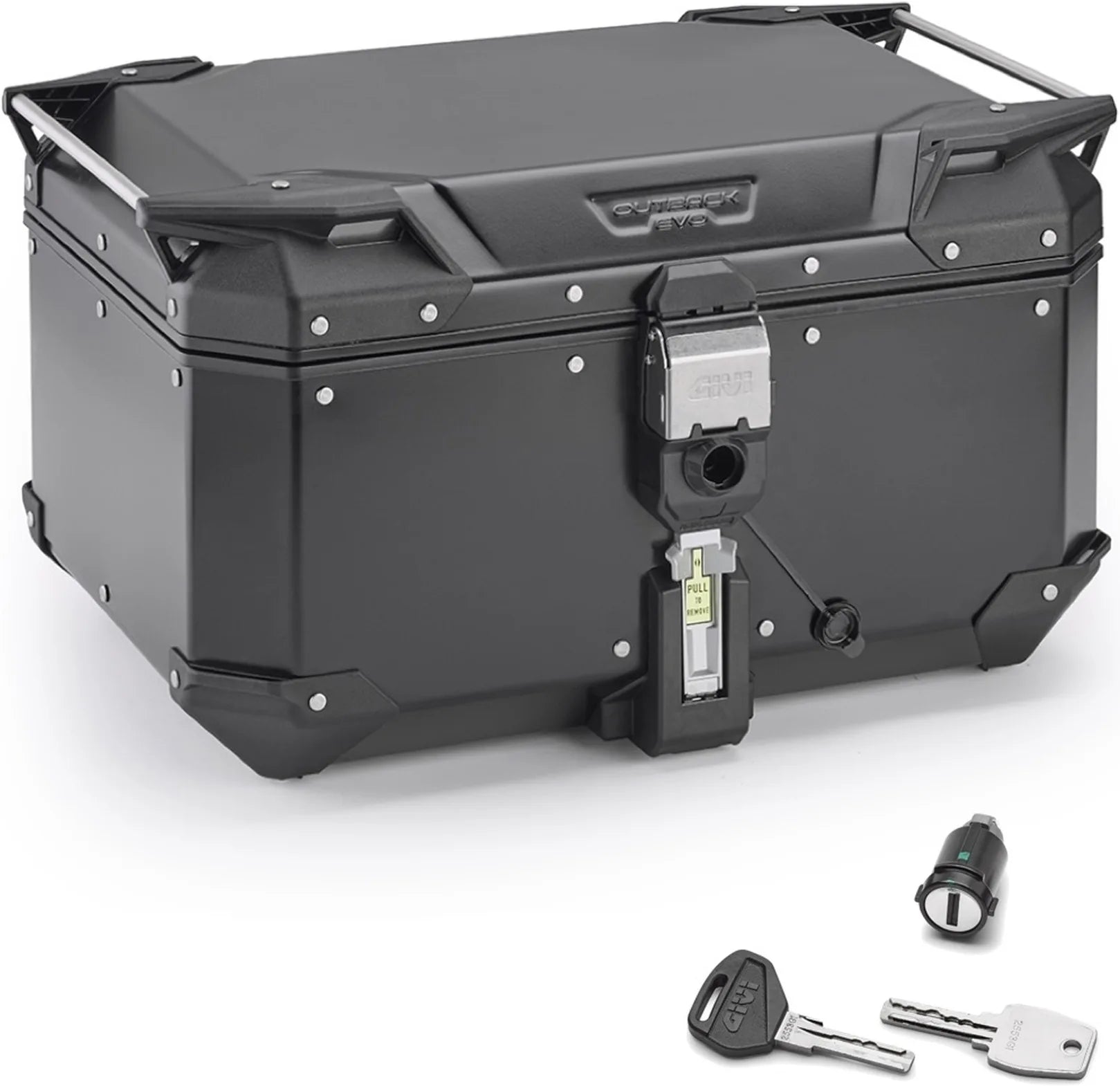 Monokey Trekker Outback Evo Smart Black Aluminium Top Case - 58 Lt 6Kg Trekker Outback Evo Smart Aluminium - Givi Compatible With Ktm 1290 Super Adventure R (2017-2020)