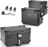 Trekker Outback Evo Smart Aluminium Black Top Case + Side Cases - 146 Lt Trekker Outback Evo Smart Aluminium - Givi Compatible With Honda Crf 1100 L Africa Twin (2020-2023)