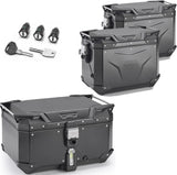 Trekker Outback Evo Smart Aluminium Black Top Case + Side Cases - 154 Lt Trekker Outback Evo Smart Aluminium - Givi Compatible With Honda Crf 1000 L Africa Twin Adventure Sports (2018-2019)