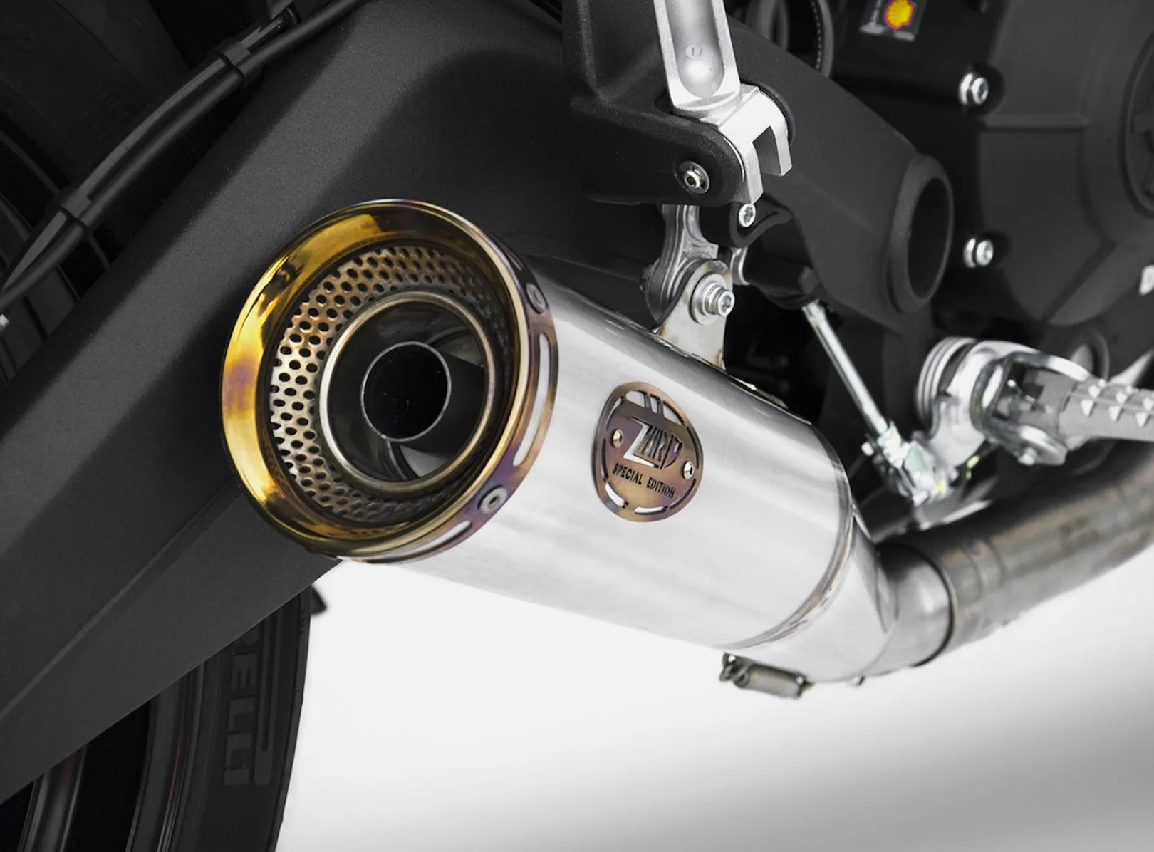 Exhaust Tip With Noise Certification Zuma Stainless Steel Endcap Bronze - Zard Compatible With Ducati Scrambler 800 (2015-2016)