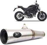 Complete Non-Catalytic Exhaust System With Sound Certification Zuma Stainless Steel Endcap Aluminium Black - Zard Compatible With Ducati Scrambler 800 (2015-2016)