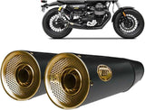 Exhaust Tip With Noise Certification Big Steel Black Endcap Bronze - Zard Compatible With Moto Guzzi V9 Bobber (2016-2019)