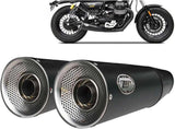 Exhaust Tip With Noise Certification Big Steel Black Endcap Aluminium - Zard Compatible With Moto Guzzi V9 Roamer (2016-2019)