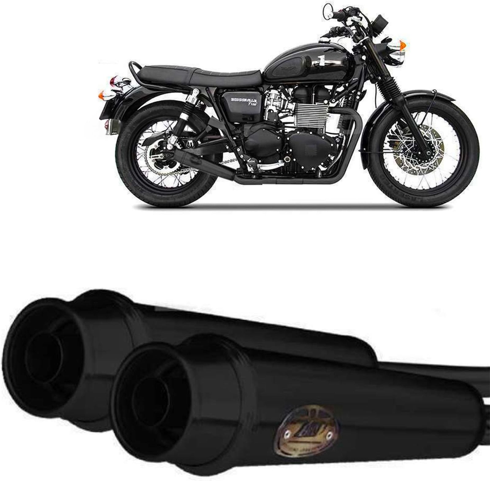 Exhaust Tip With Noise Certification Steel Black - Zard Compatible With Triumph Bonneville T120 (2021-2023)