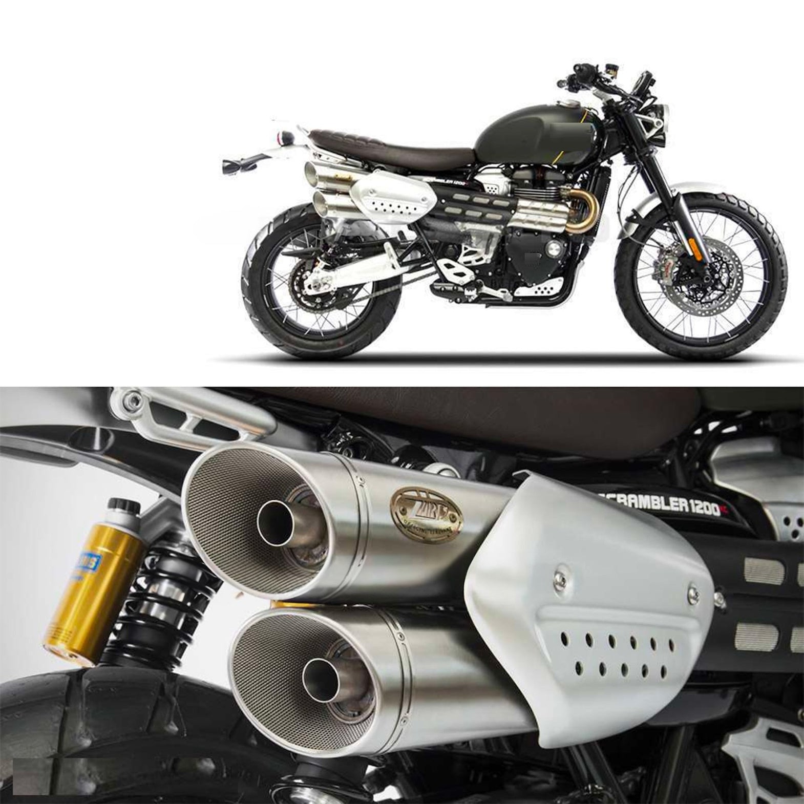 Exhaust Tip With Noise Certification Stainless Steel - Zard Compatible With Triumph Scrambler 1200 (2021-2023)