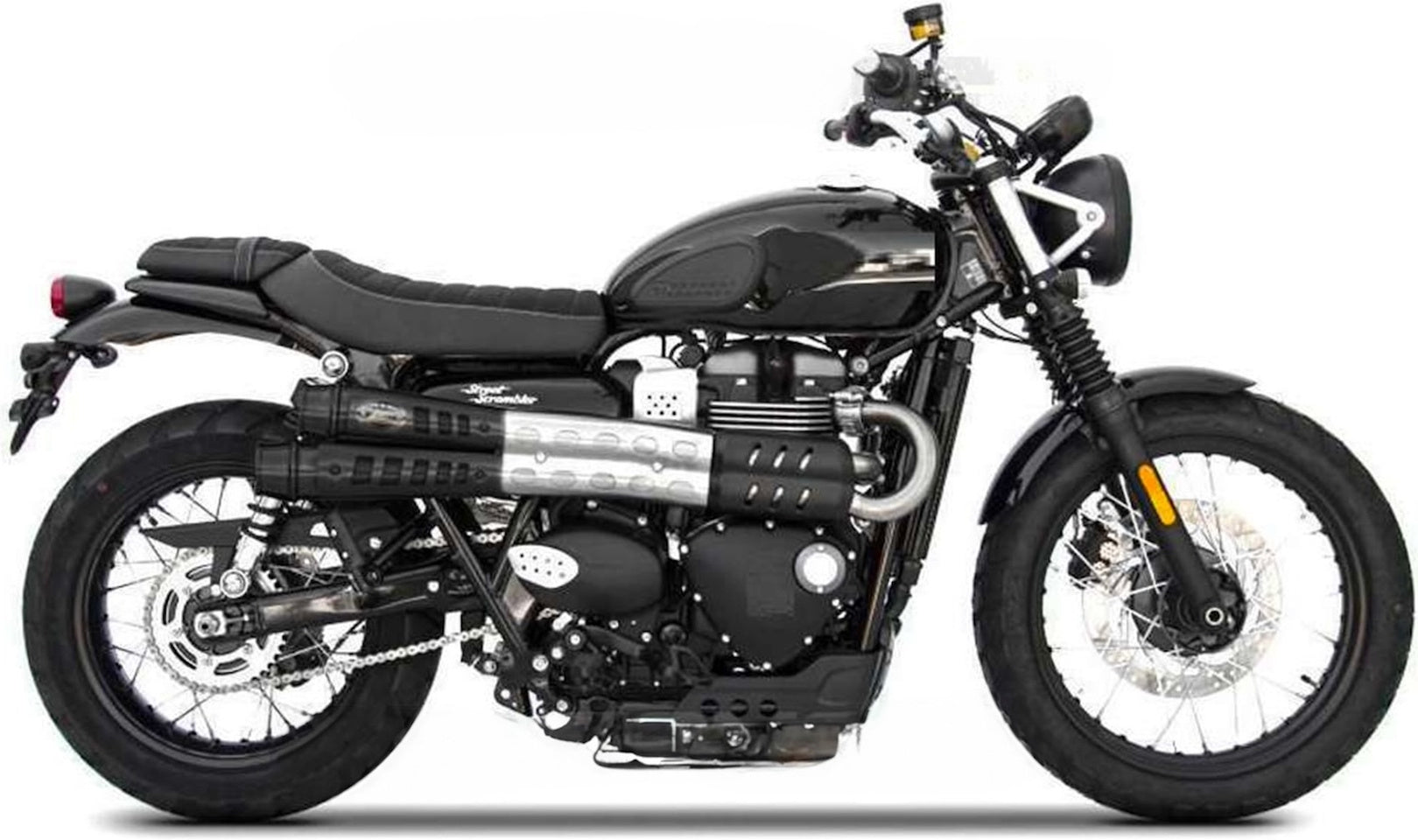 Exhaust Tip With Noise Certification Six Days Steel Black - Zard Compatible With Triumph Street Scrambler 900 (2017-2023)
