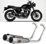 Complete Catalytic Exhaust System With Sound Certification Stainless Steel Polish - Zard Compatible With Triumph Bonneville T120 (2016-2020)
