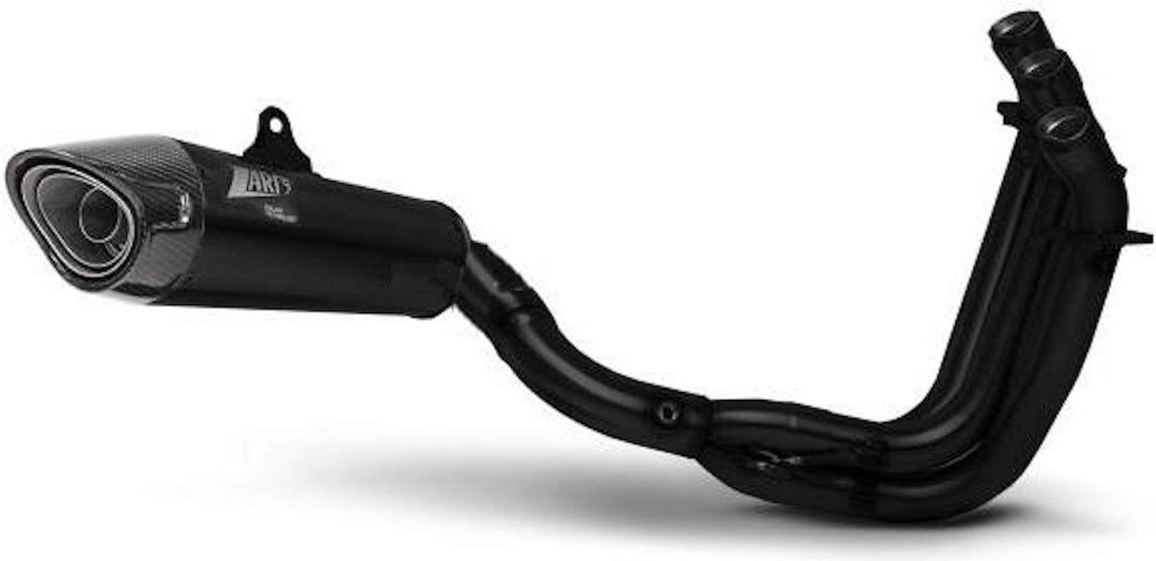 Complete Catalytic Exhaust System With Sound Certification Steel Black Endcap Carbon - Zard Compatible With Triumph Trident 660 (2021-2023)