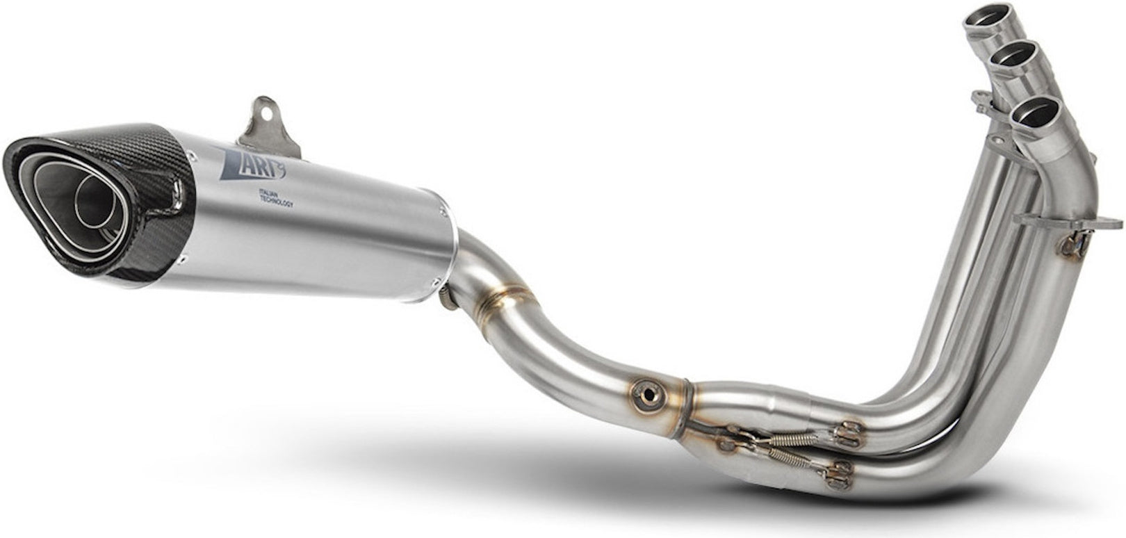 Complete Catalytic Exhaust System With Sound Certification Titanium Endcap Carbon - Zard Compatible With Triumph Trident 660 (2021-2023)