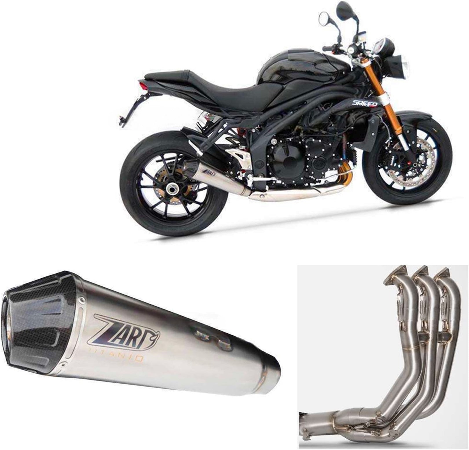 Complete Non-Catalytic Exhaust System With Sound Certification Titanium Endcap Carbon - Zard Compatible With Triumph Speed Triple 1200 Rs - Rr (2021-2023)