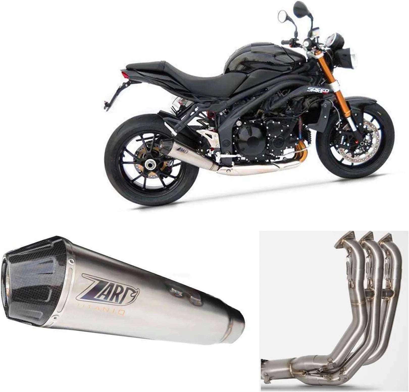 Complete Non-Catalytic Exhaust System With Sound Certification Titanium Endcap Carbon - Zard Compatible With Triumph Speed Triple 1200 Rs - Rr (2021-2023)