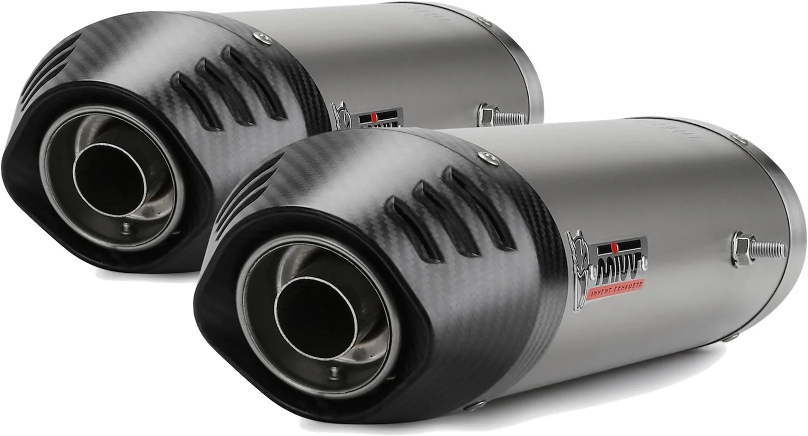 Dual Catalytic Exhaust Tips With Sound Certification Oval Titanium Carbon - Mivv Compatible With Ducati 1198 (2009-2012)