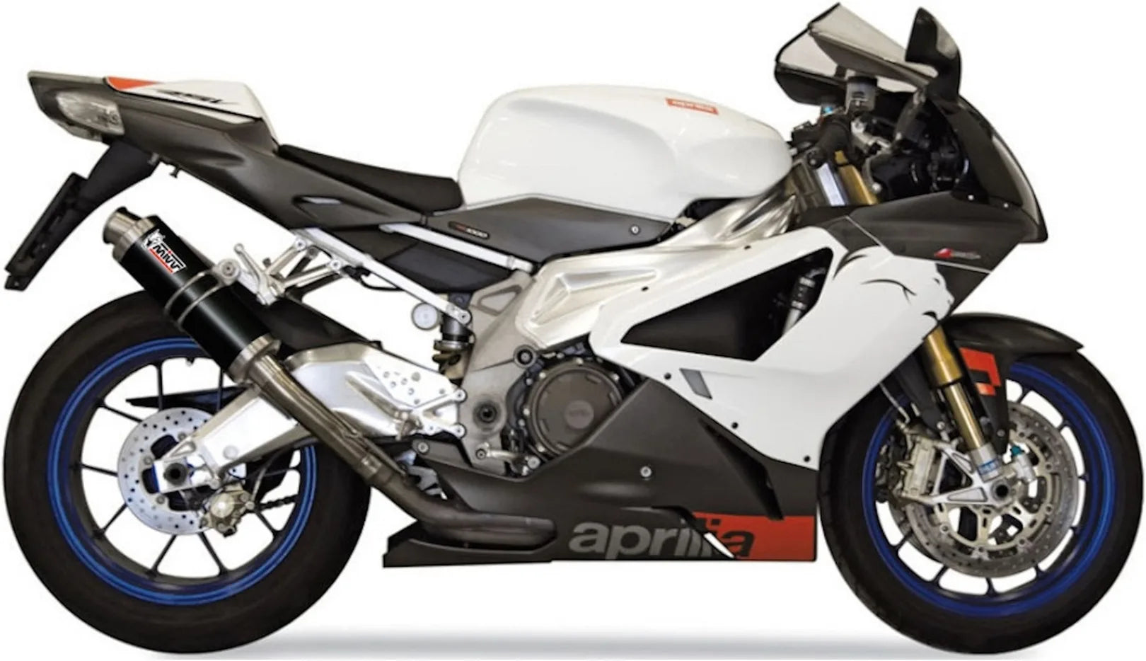 Dual Non-Catalytic Exhaust System With Sound Certification Gp Steel Black - Mivv Compatible With Aprilia Rsv 1000 (2004-2008)
