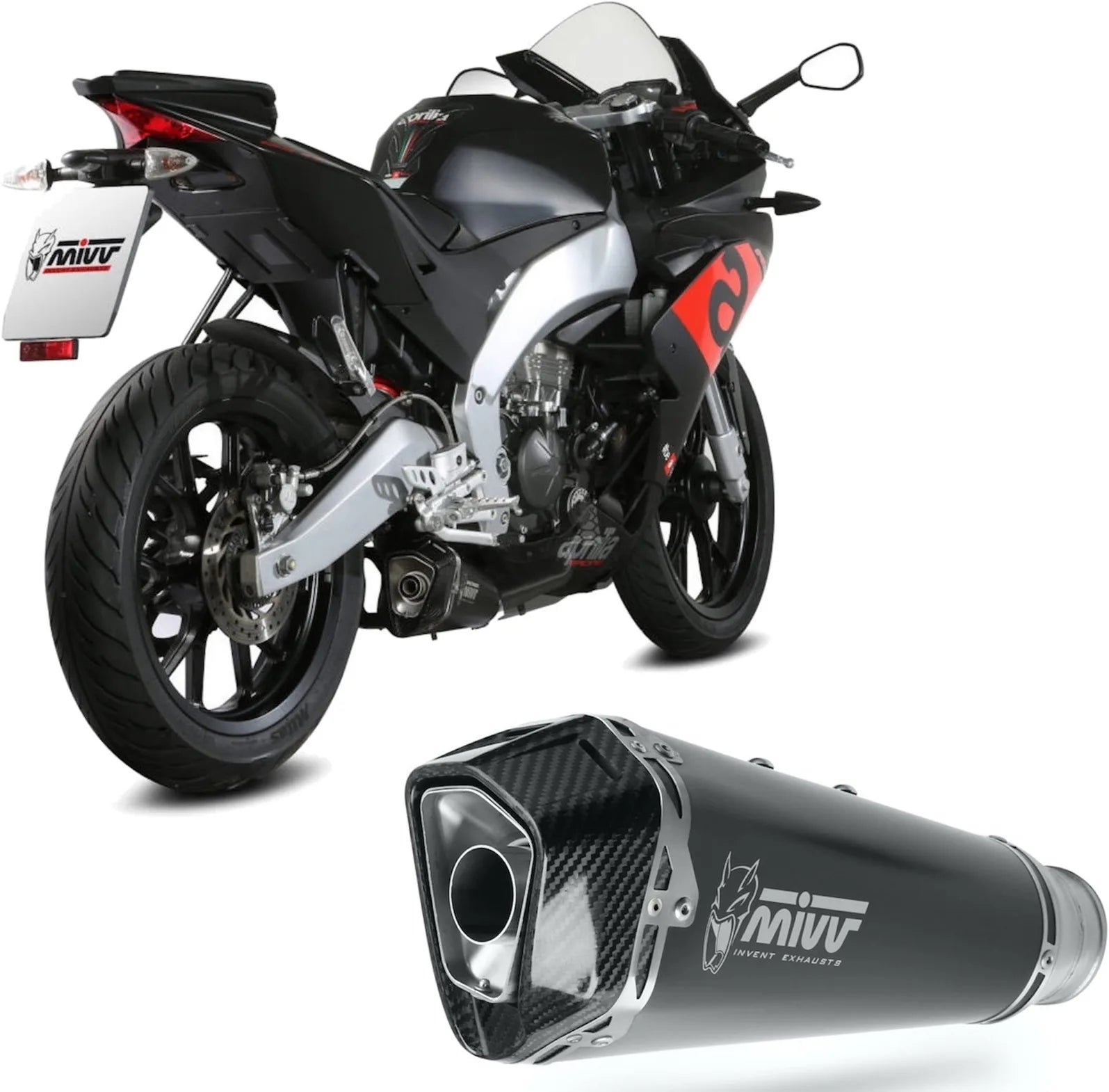 Catalytic Exhaust Tip With Sound Certification Delta Race Steel Black Carbon - Mivv Compatible With Aprilia Rs 125 4T (2017-2020)