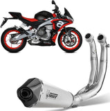 Complete Catalytic Exhaust System With Sound Certification Delta Race Stainless Steel Carbon - Mivv Compatible With Aprilia Tuono 660 (2021-2024)
