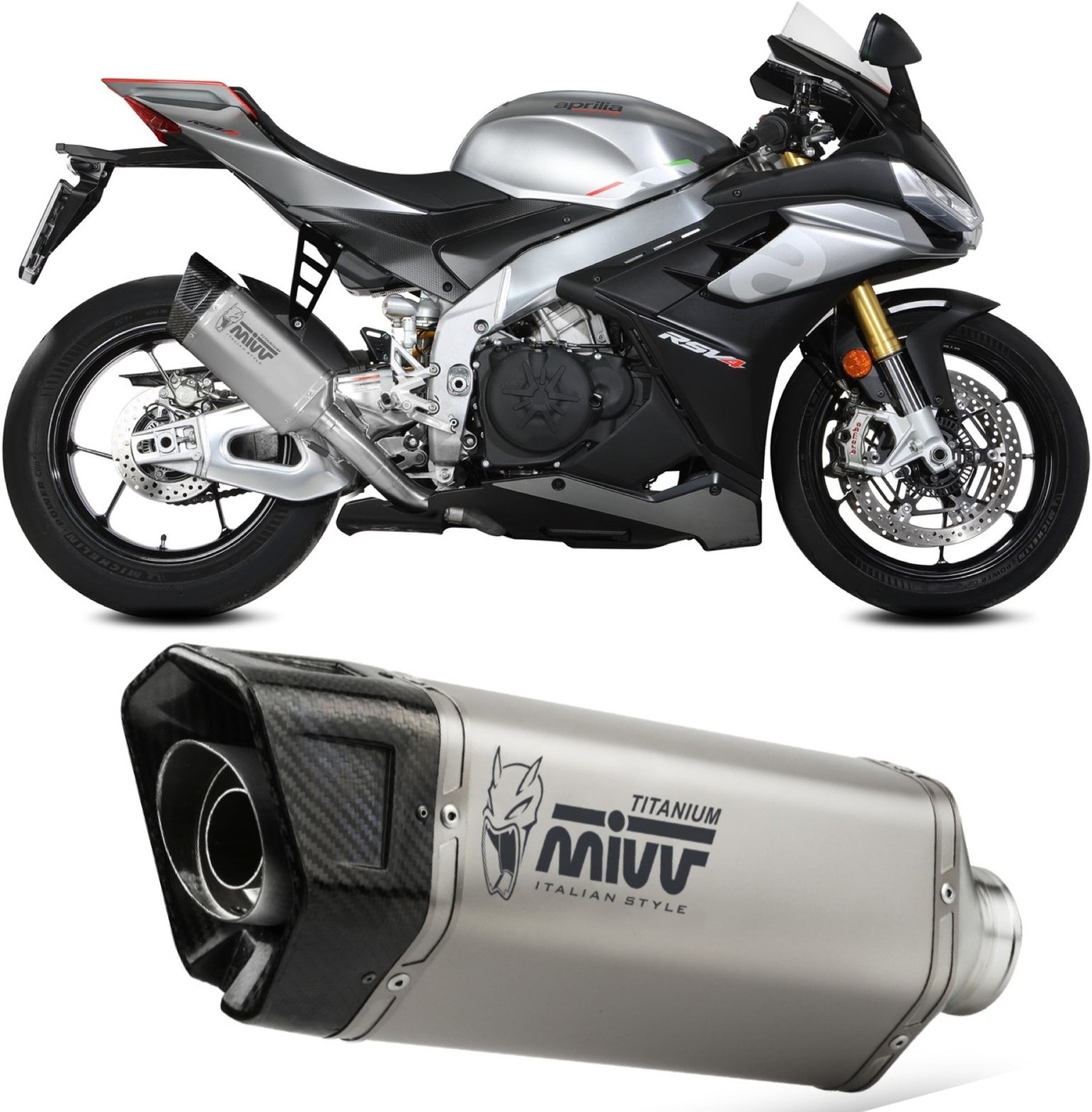 Non-Catalytic Exhaust Tip With Sound Certification Sr-1 Titanium - Mivv Compatible With Aprilia Rsv4 (2021-2024)