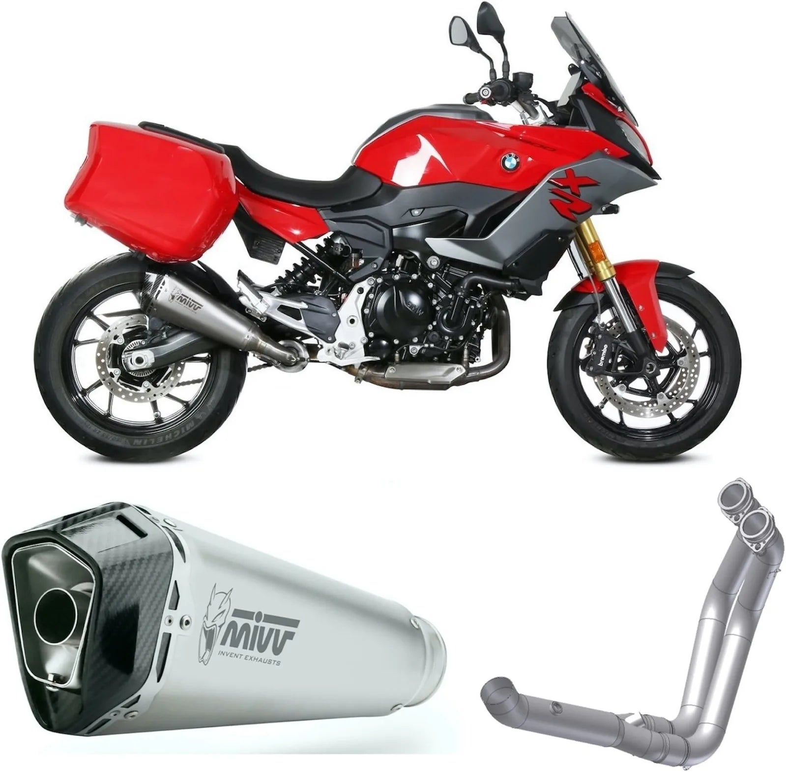 Complete Non-Catalytic Exhaust System With Sound Certification Delta Race Stainless Steel Carbon - Mivv Compatible With Bmw F 900 Xr (2020-2024)