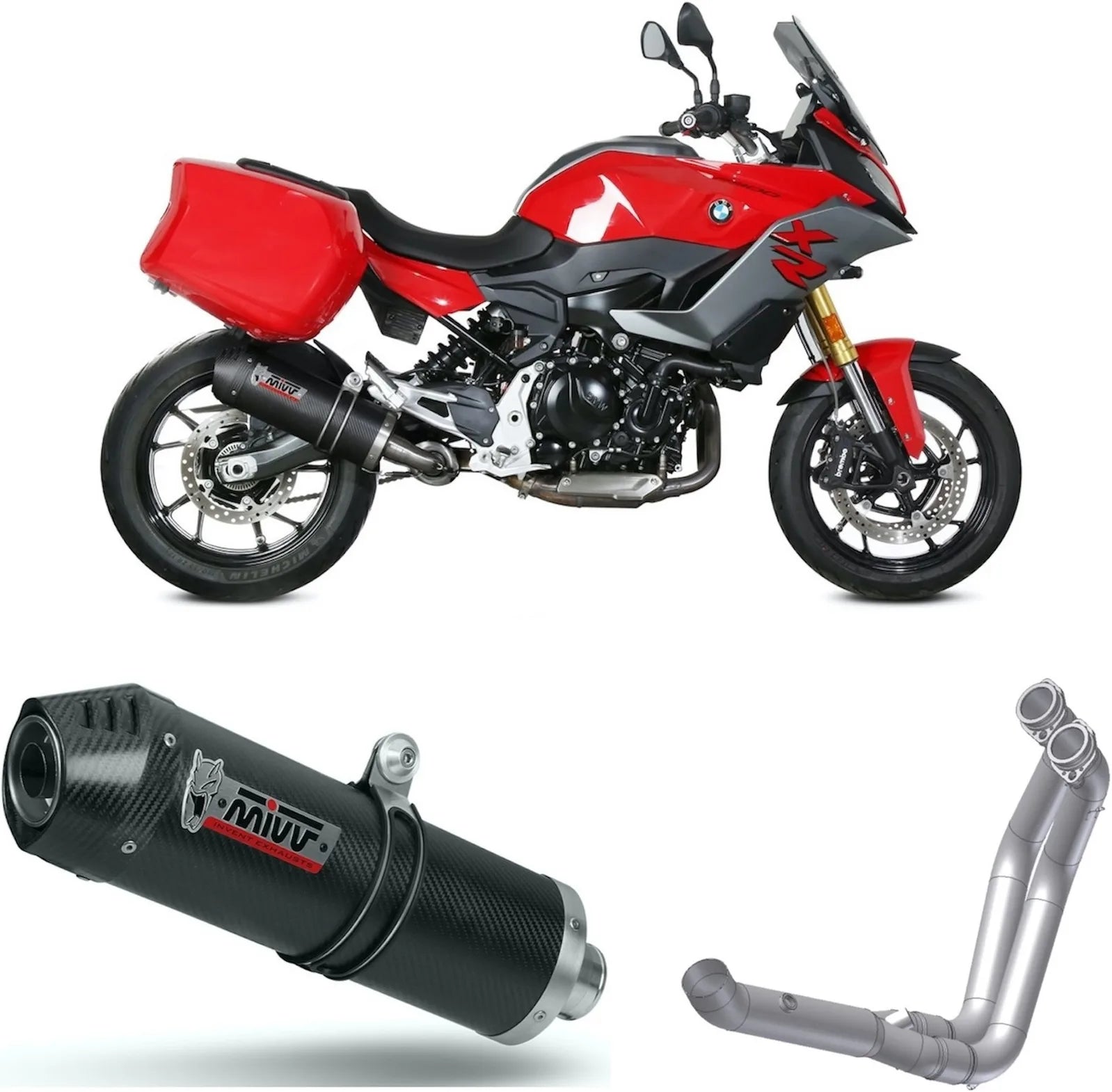 Complete Non-Catalytic Exhaust System With Sound Certification Oval Carbon Carbon - Mivv Compatible With Bmw F 900 Xr (2020-2024)
