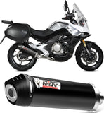 Catalytic Exhaust Tip With Sound Certification Oval Steel Black Carbon - Mivv Compatible With Cfmoto 650 Mt (2021-2024)
