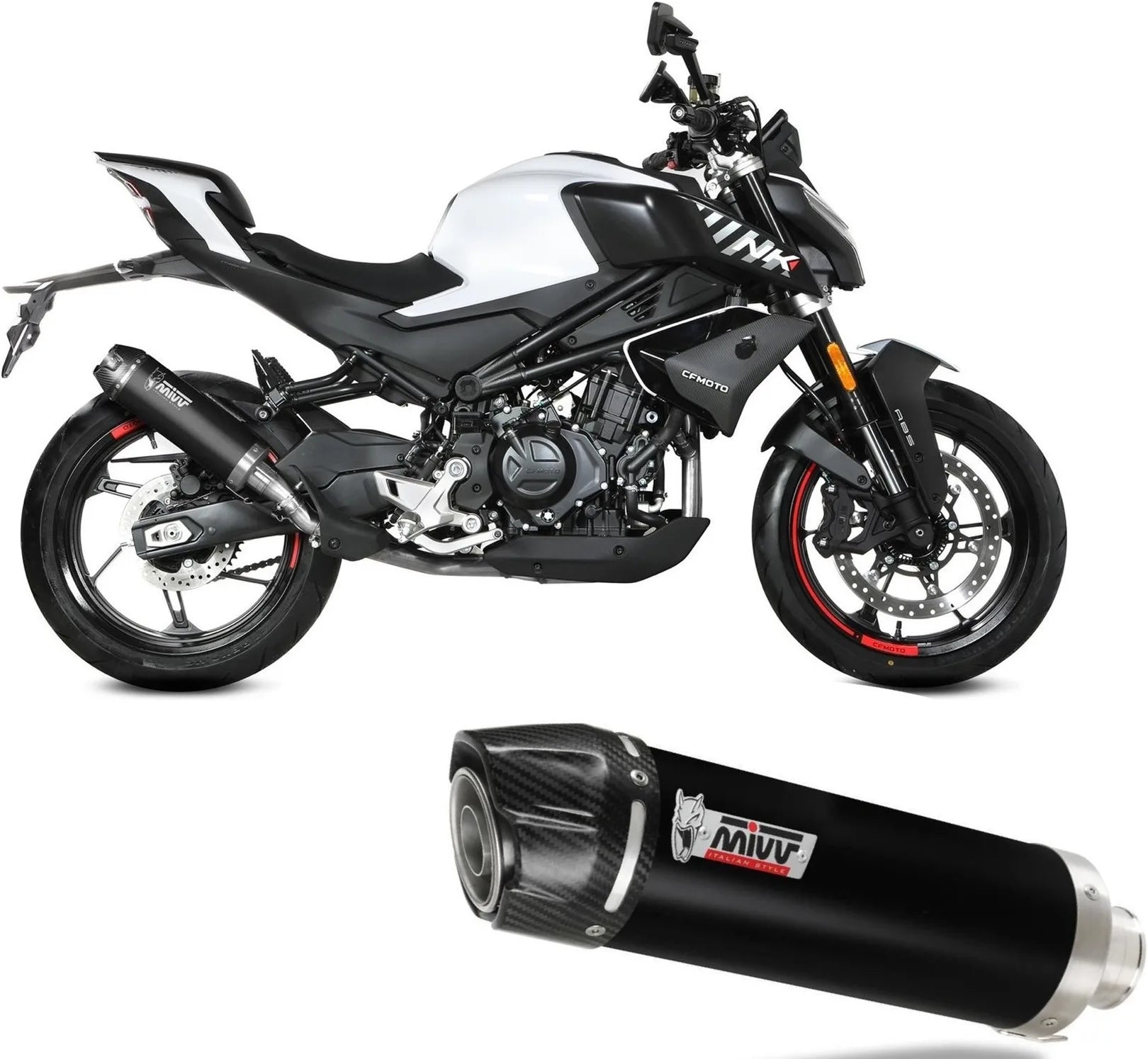 Exhaust Tip With Noise Certification Ak-1 Steel Black - Mivv Compatible With Cfmoto 450 Nk (2023-2024)