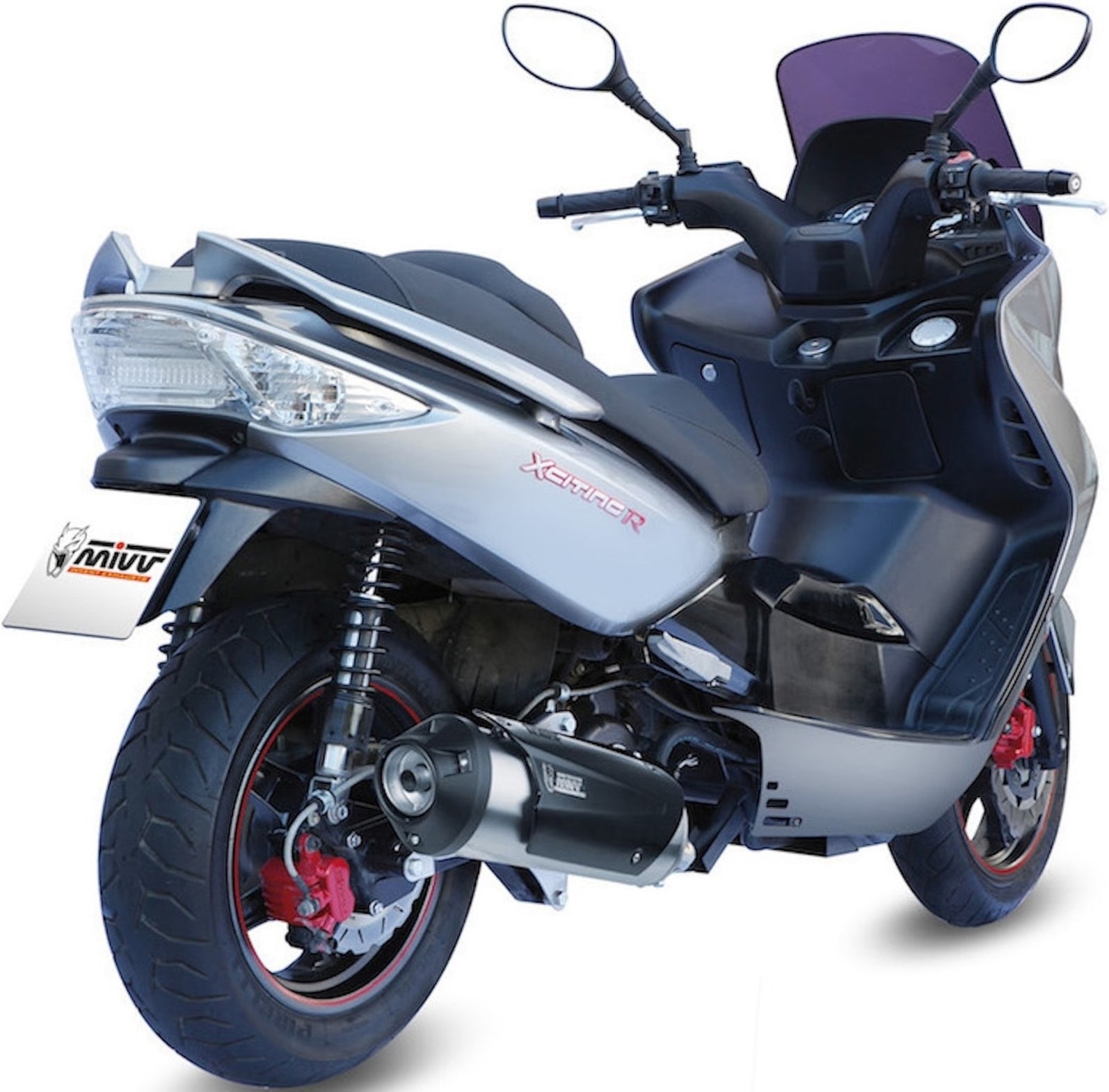 Complete Non-Catalytic Exhaust System With Sound Certification Urban Stainless Steel - Mivv Compatible With Kymco Xciting 300 (2007-2014)