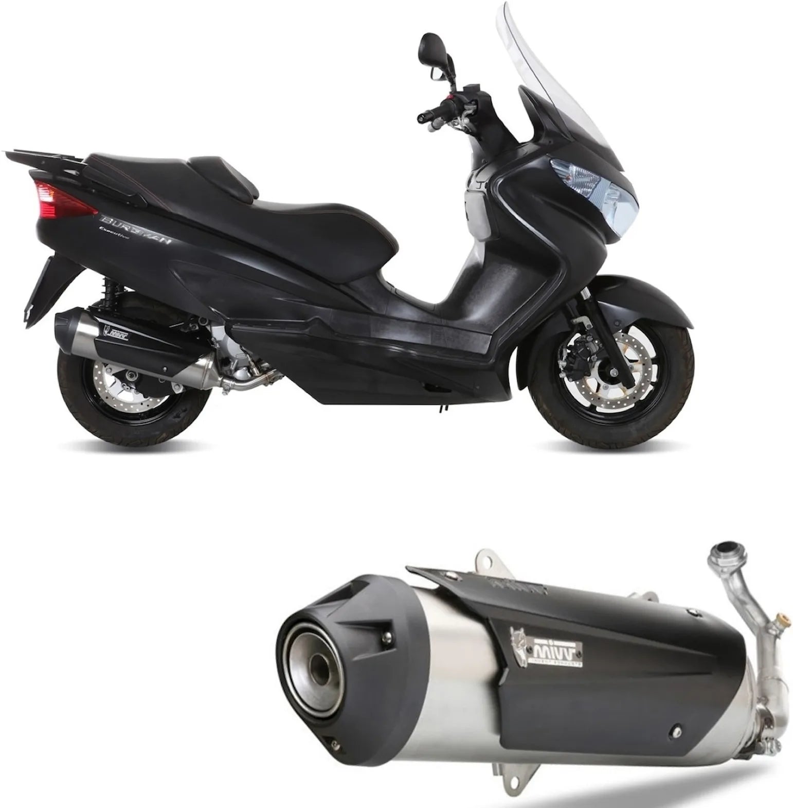 Complete Catalytic Exhaust System With Sound Certification Urban Stainless Steel - Mivv Compatible With Suzuki Uh 200 Burgman (2007-2015)