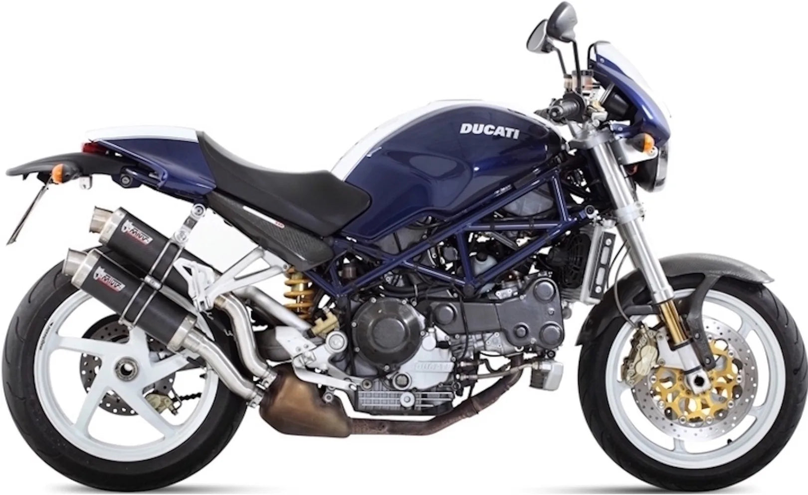 Dual Exhaust System With Sound Certification Gp Carbon - Mivv Compatible With Ducati Monster S2R 800 (2005-2007)