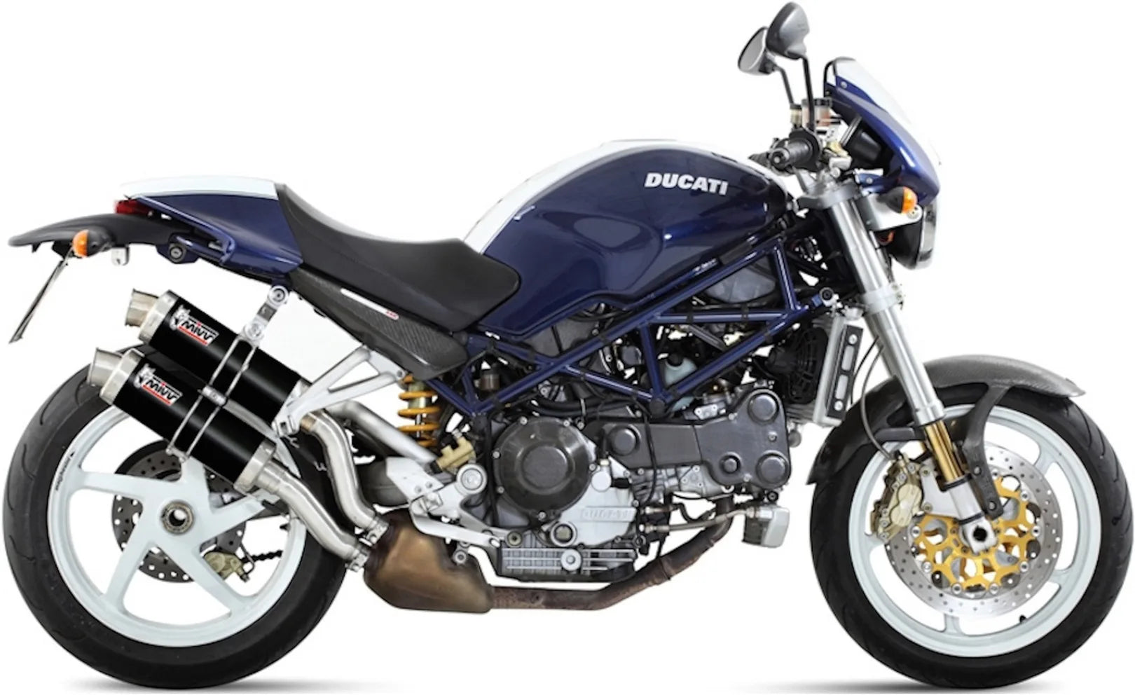 Dual Exhaust System With Sound Certification Gp Steel Black - Mivv Compatible With Ducati Monster S4R (2003-2005)