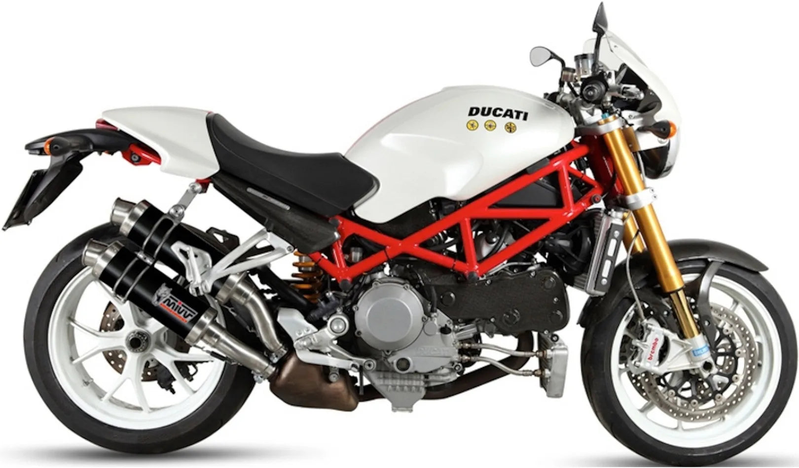Dual Exhaust System With Sound Certification Gp Steel Black - Mivv Compatible With Ducati Monster S4Rs (2006-2008)