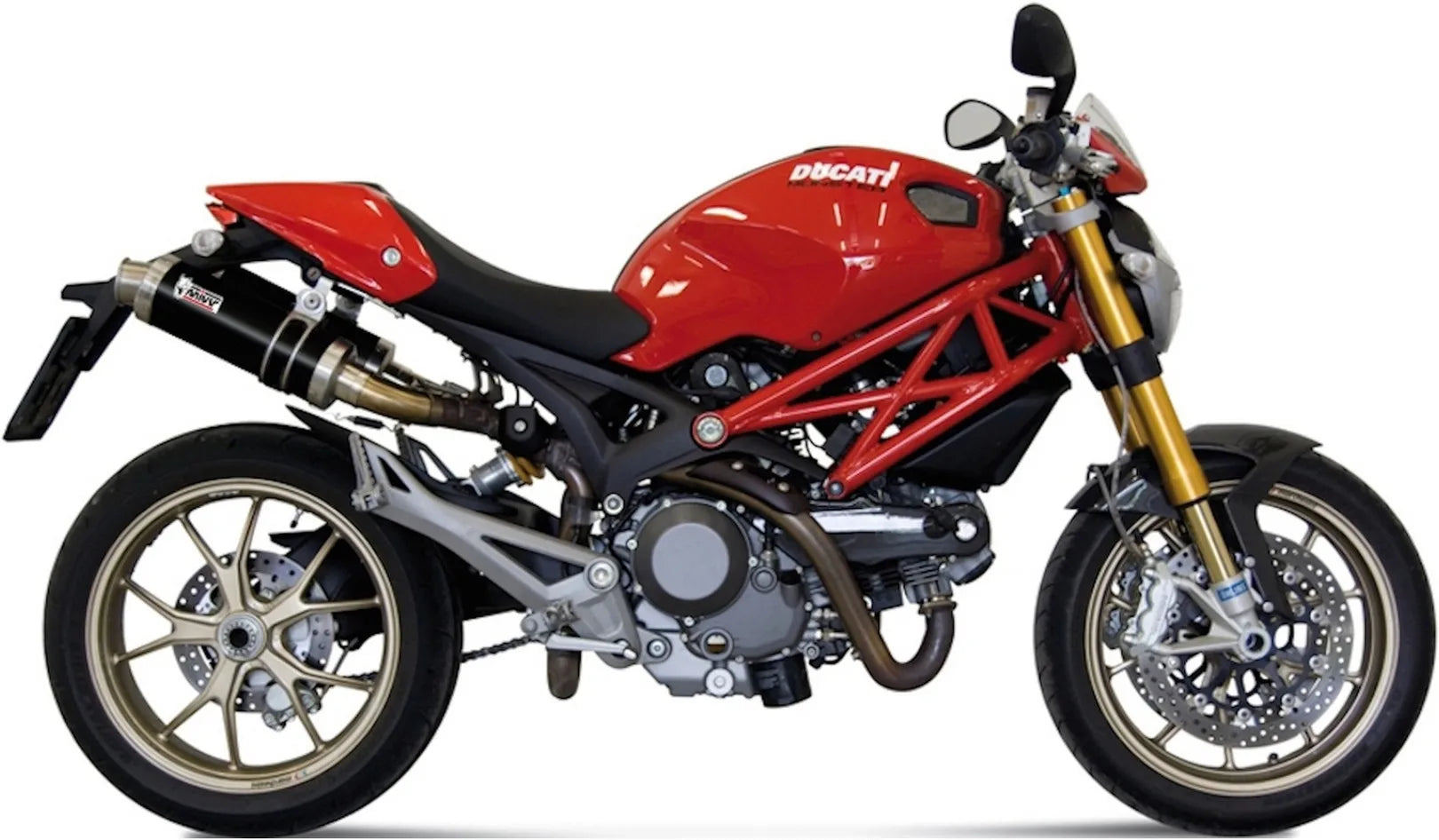 Dual Non-Catalytic Exhaust System With Sound Certification Gp Steel Black - Mivv Compatible With Ducati Monster 795 (2012-2014)